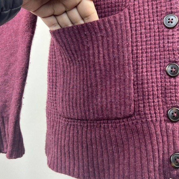 Madewell Maroon Waffle Knit Merino Wool Cardigan Sweater Size S - Picture 5 of 12